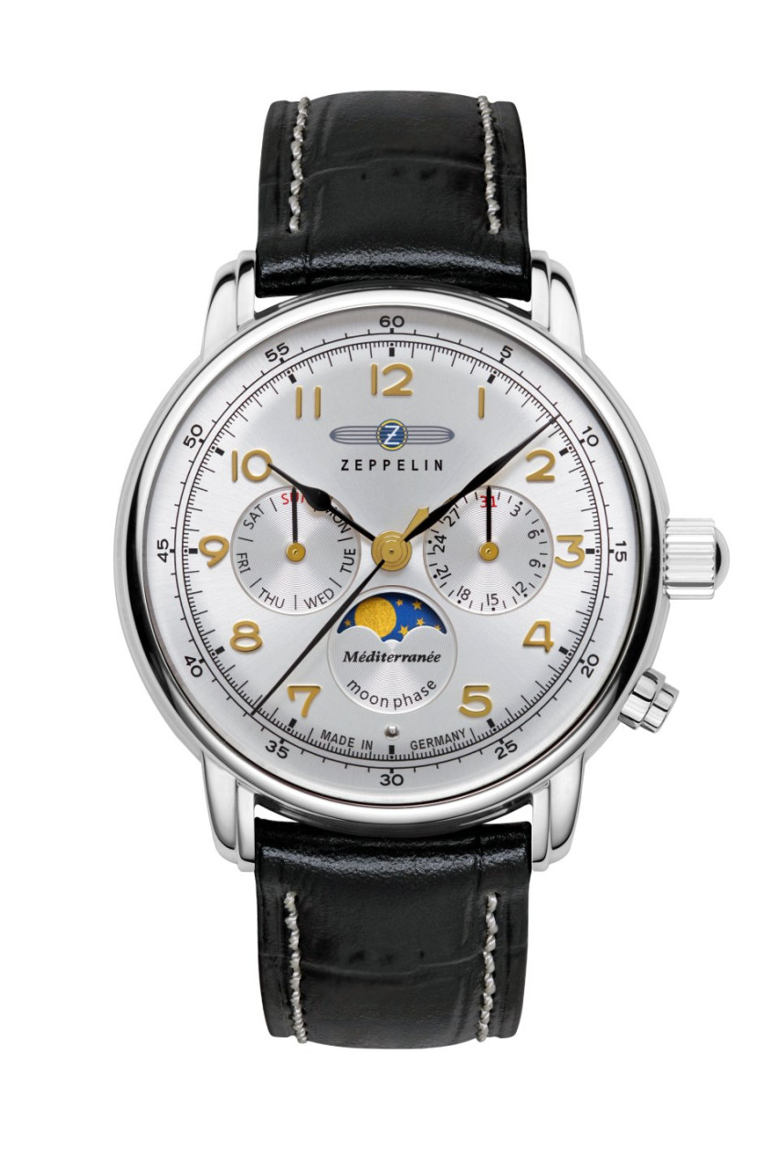 HAU, Zeppelin 100 Jahre Méditerranée Moonphase Ronda 706.1 Steelcase wr 5atm, MineralglasK1