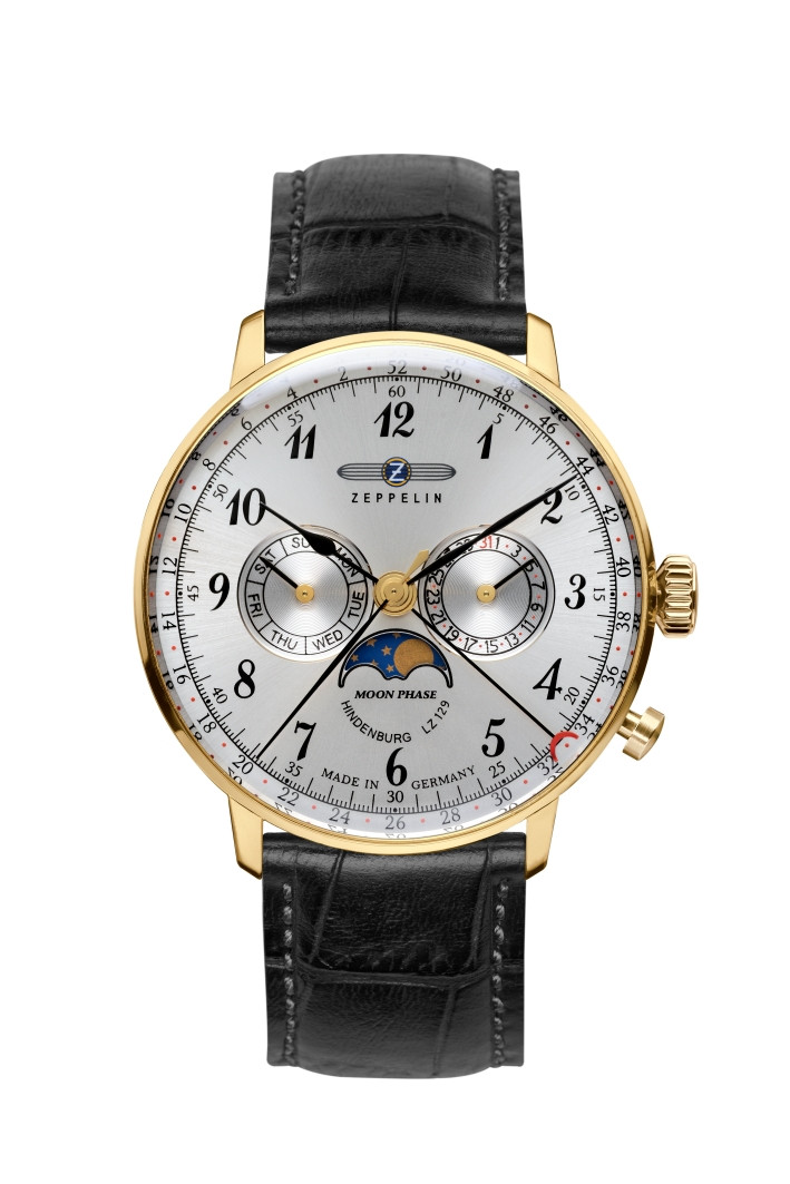 HAU, Zeppelin Hindenburg Moonphase Ronda 706B, Steelcase-GG 40mm, wr 3atm