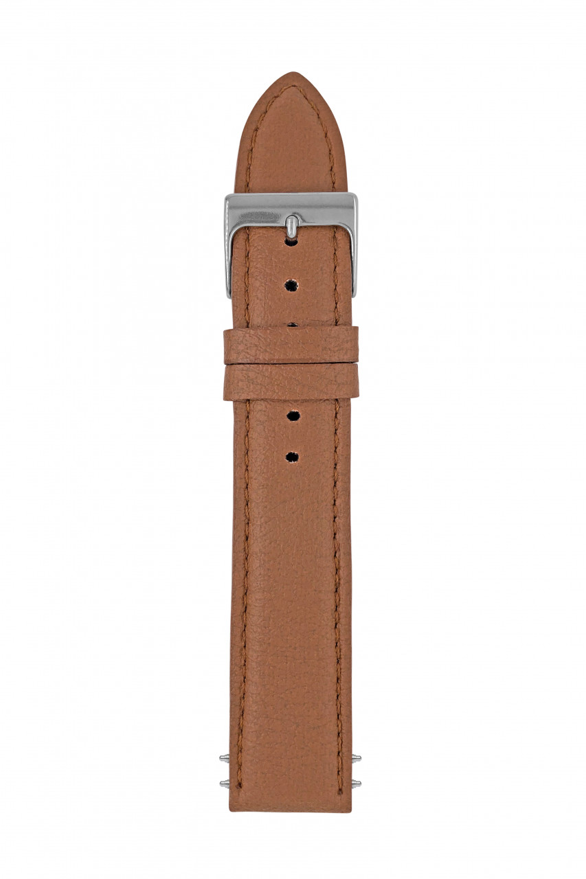 LB GM Apfelleder cognac 20/18 mm helle Naht Apfelleder, helle Naht, elegante Stahl-Schließe