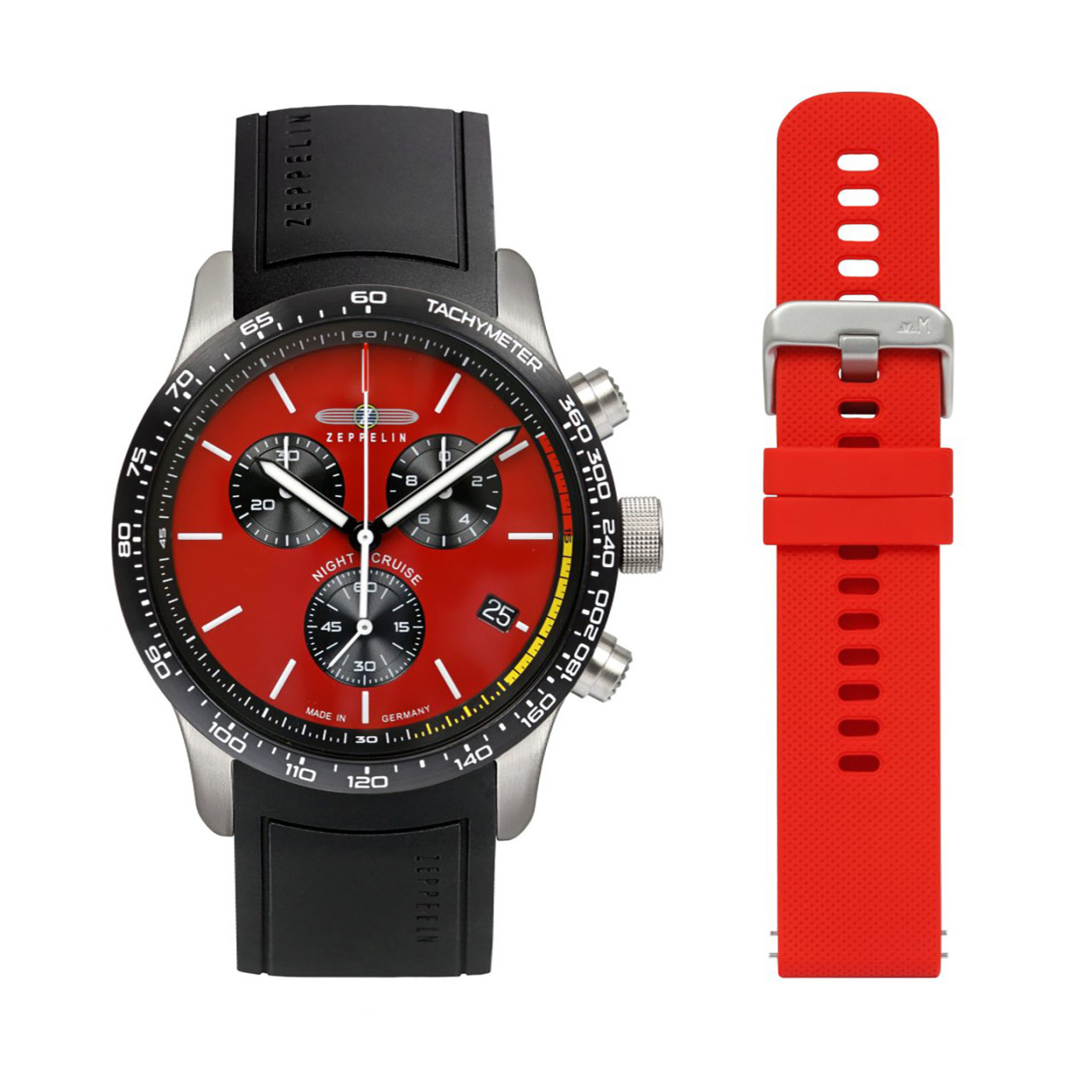 HAU, Zeppelin Night Cruise Chronograph KB Set Si ETA G10.212 4 Jew., Steelcase waterresistant 10atm