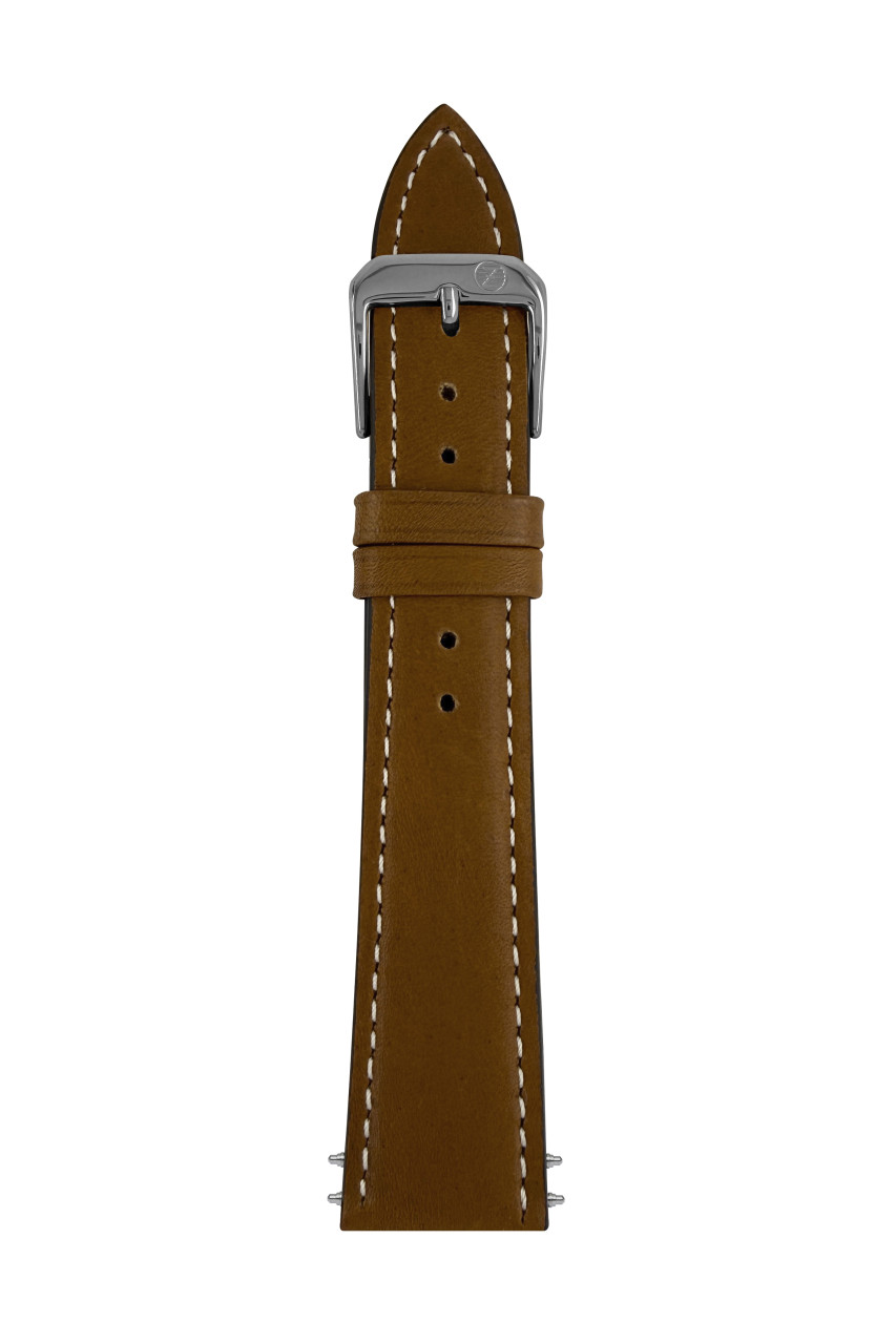 LB Ri Hermes mittelbraun/cognac 20/16mm Edelstahlschließe helle Naht, Edelstahlschließe