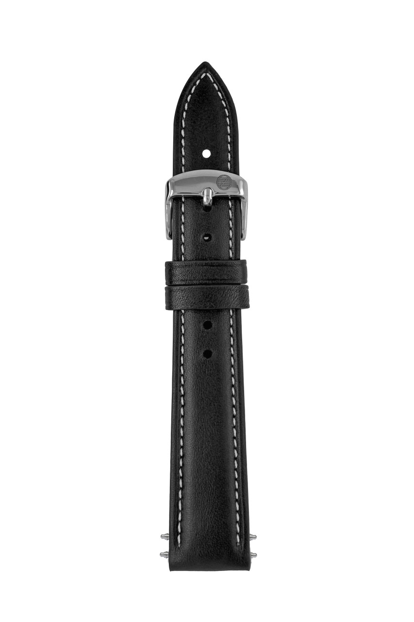 LB GM Elbamatt nero, white stitching , 18/16mm Elbamatt nero, stitching white, Sport buckle