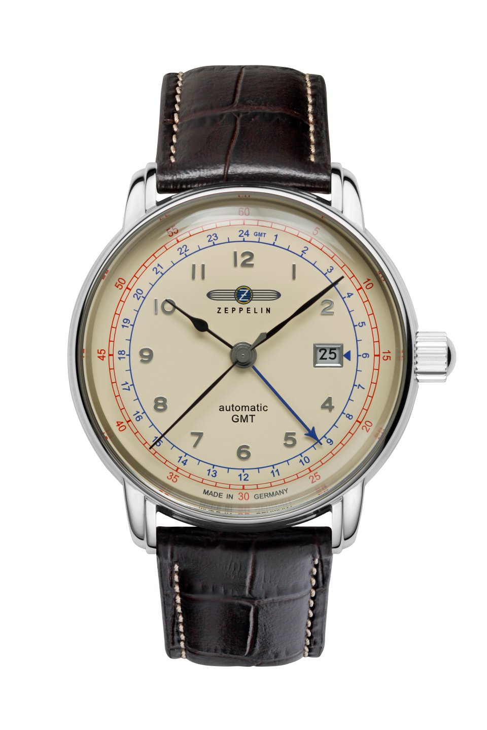 HAU Zeppelin LZ 126 Automatik GMT Cal. 9075 24 Jew. Steelcase waterresistant 5atm Mineral K1 Glas LZ 126 Los Angeles Herren ZEPPELIN Uhren Shop Made in Germany