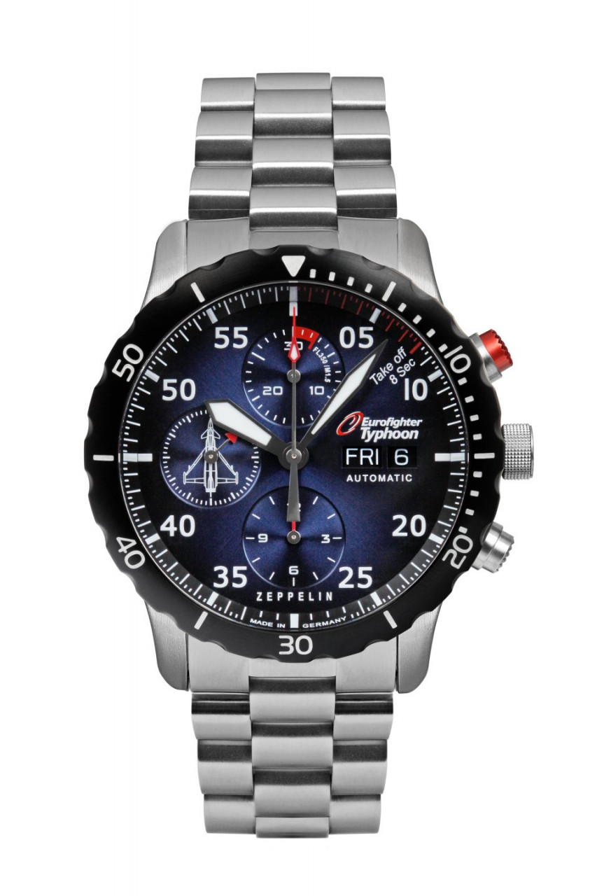 HAU, Zeppelin Chrono Automatik Ed. Eurofighter MB Sellita SW500a Swiss made 25 Jewels, Steelcase wr