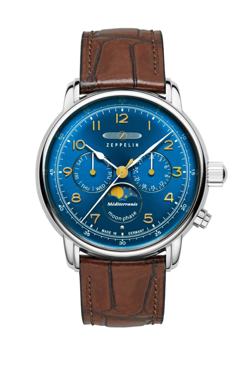 HAU, Zeppelin 100 Jahre Méditerranée Moonphase Ronda 706.1 Steelcase wr 5atm, MineralglasK1