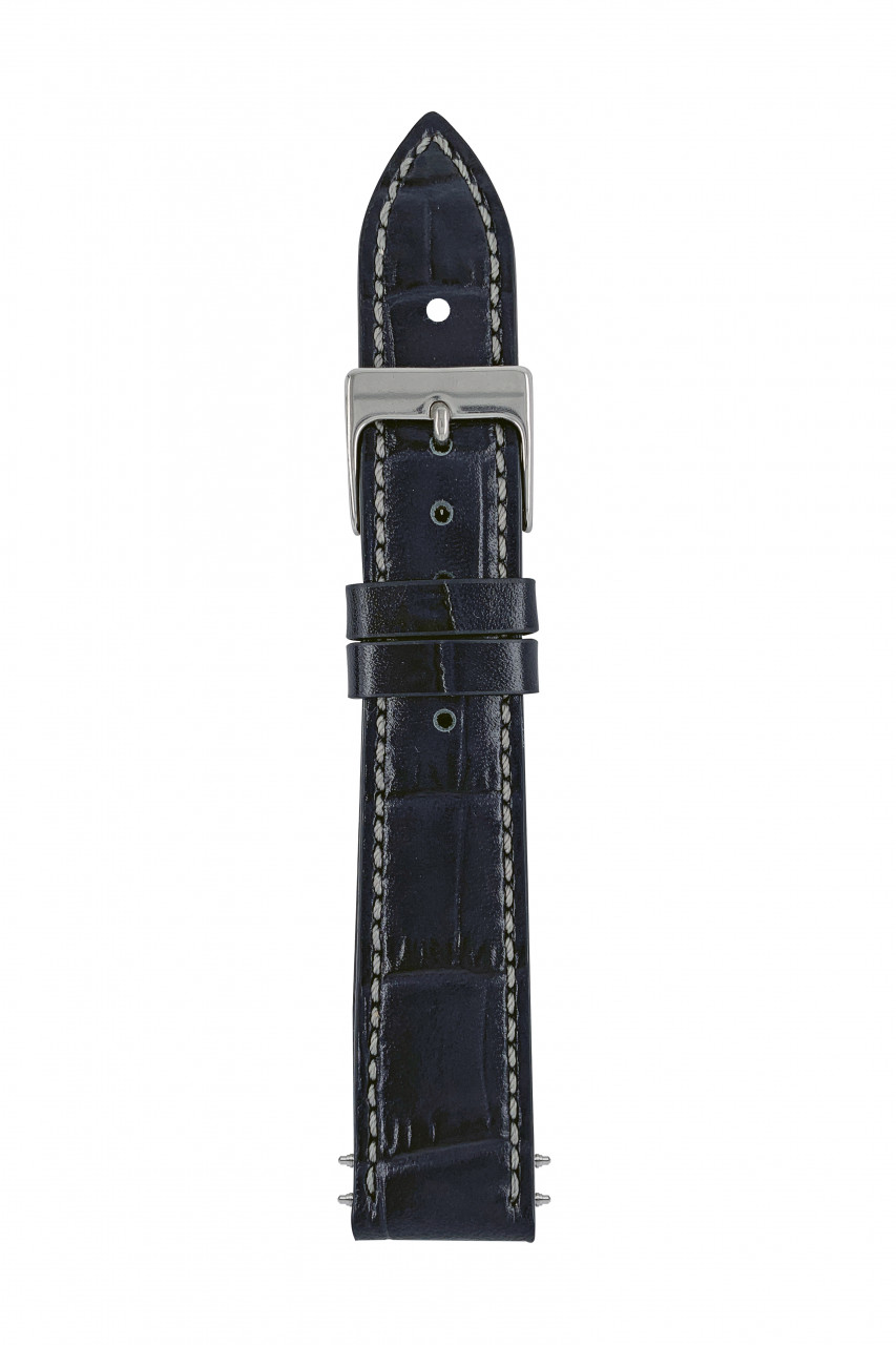 LB GM St. Alligatore blue, stitching 160, TiT 18/16mm light padded, semi matt, tone in tone stitching, elegante buckle