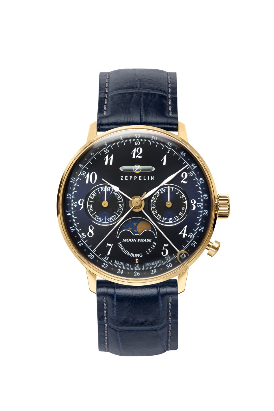 DAU, Zeppelin Hindenburg Moonphase Ronda 706B, Steelcase-GG