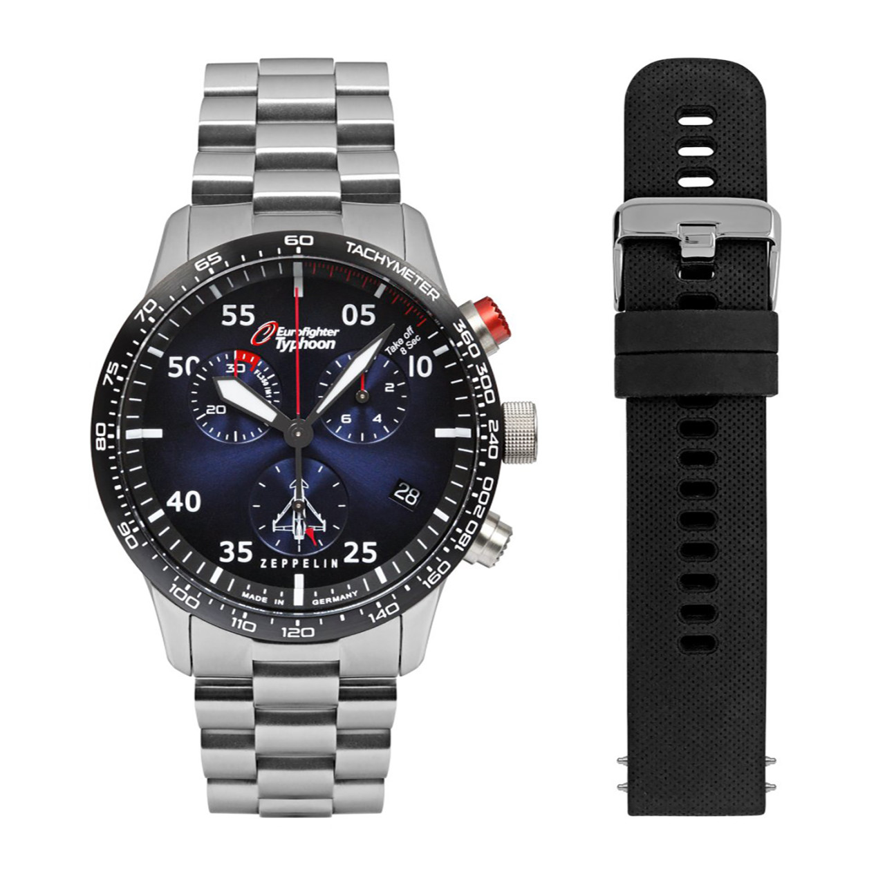 HAU, Zeppelin Chronograph Ed. Eurofighter SET MB/SI Eta G10.212, Steelcase 10atm
