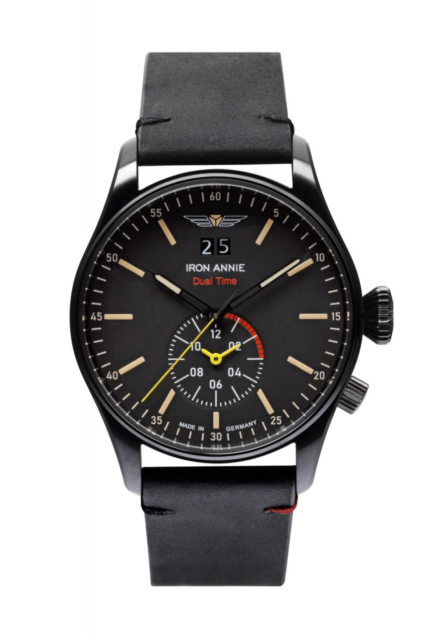 HAU, CT-Iron Annie FC DualTime Ronda 6203B black 42mm, Steelcase-DLC black K1, waterresistant 5atm