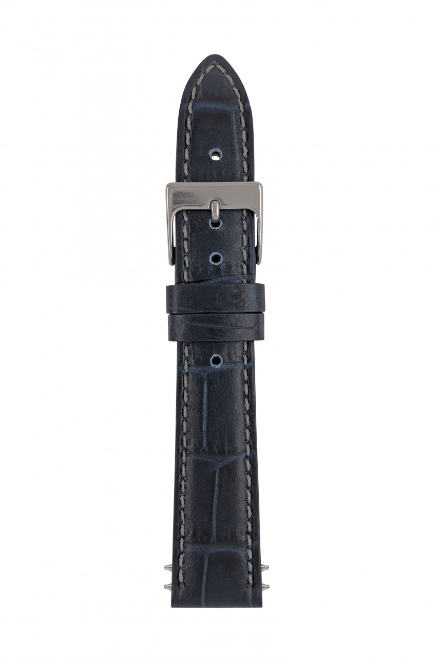 LB GM St. Alligatore new, blue notte, f. 8077-1 Krokostruktur dark blue Naht anthrazit, elegante Schließe
