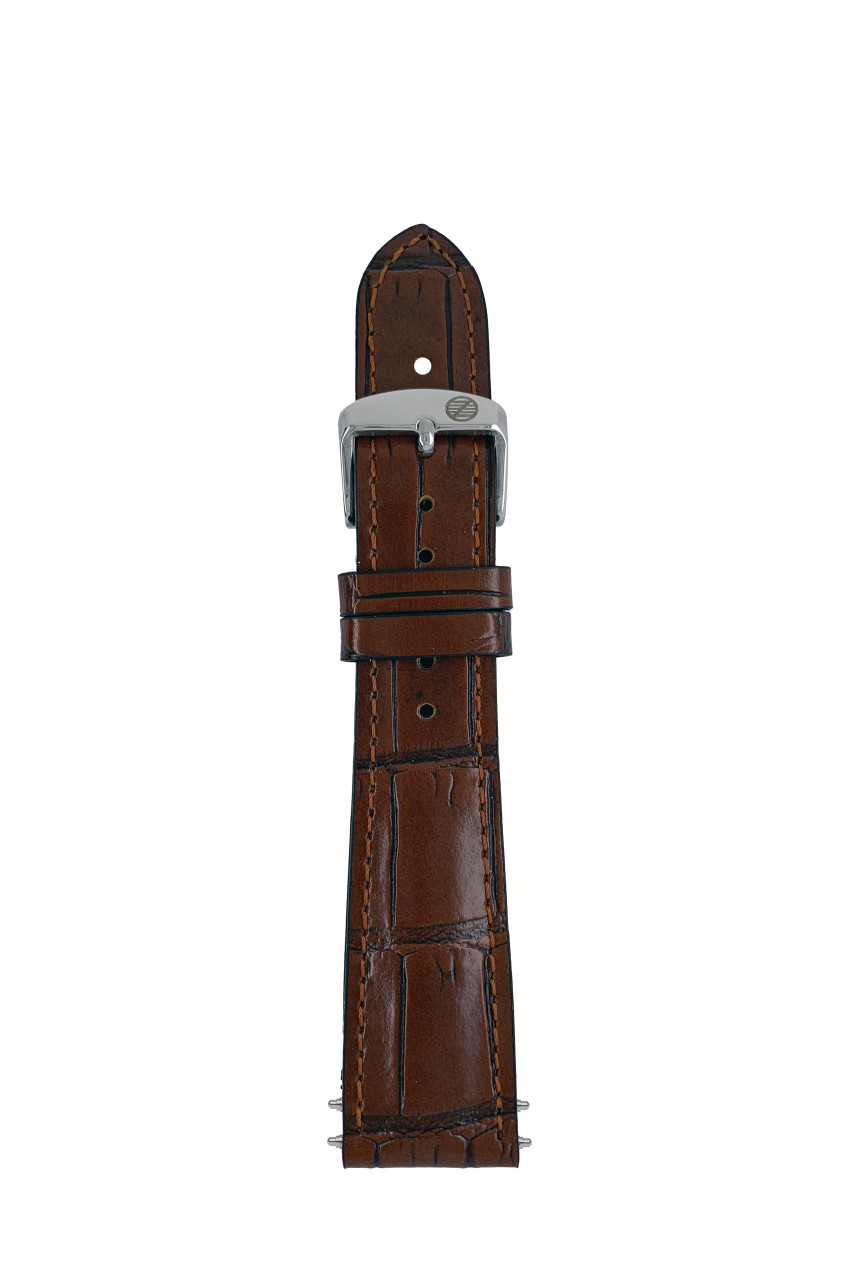 LB GM Krokostruktur cognac-woody, stitching tone in tone, 22/18mm Krokostruktur cognac-woody , stitching tone in tone, Sport buckle with ZE Logo