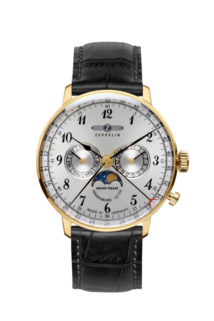 HAU, Zeppelin Hindenburg Moonphase Ronda 706B, Steelcase-GG 40mm