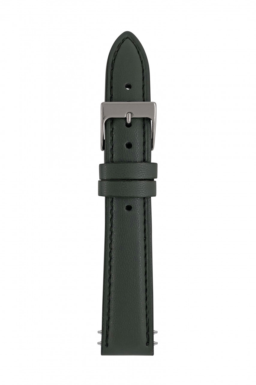 LB GM Bio veg Leder verde 18/16mm Naht TIT Bio veg Leder, Naht Ton in Ton, elegante Stahl-Schließe