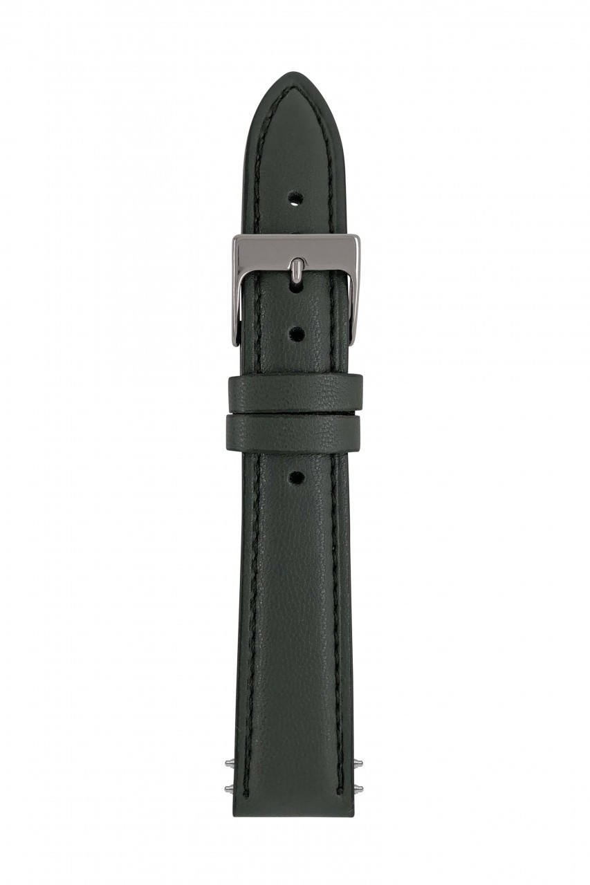 LB GM Bio veg Leder verde 18/16mm Naht TIT Bio veg Leder, Naht Ton in Ton, elegante Stahl-Schließe