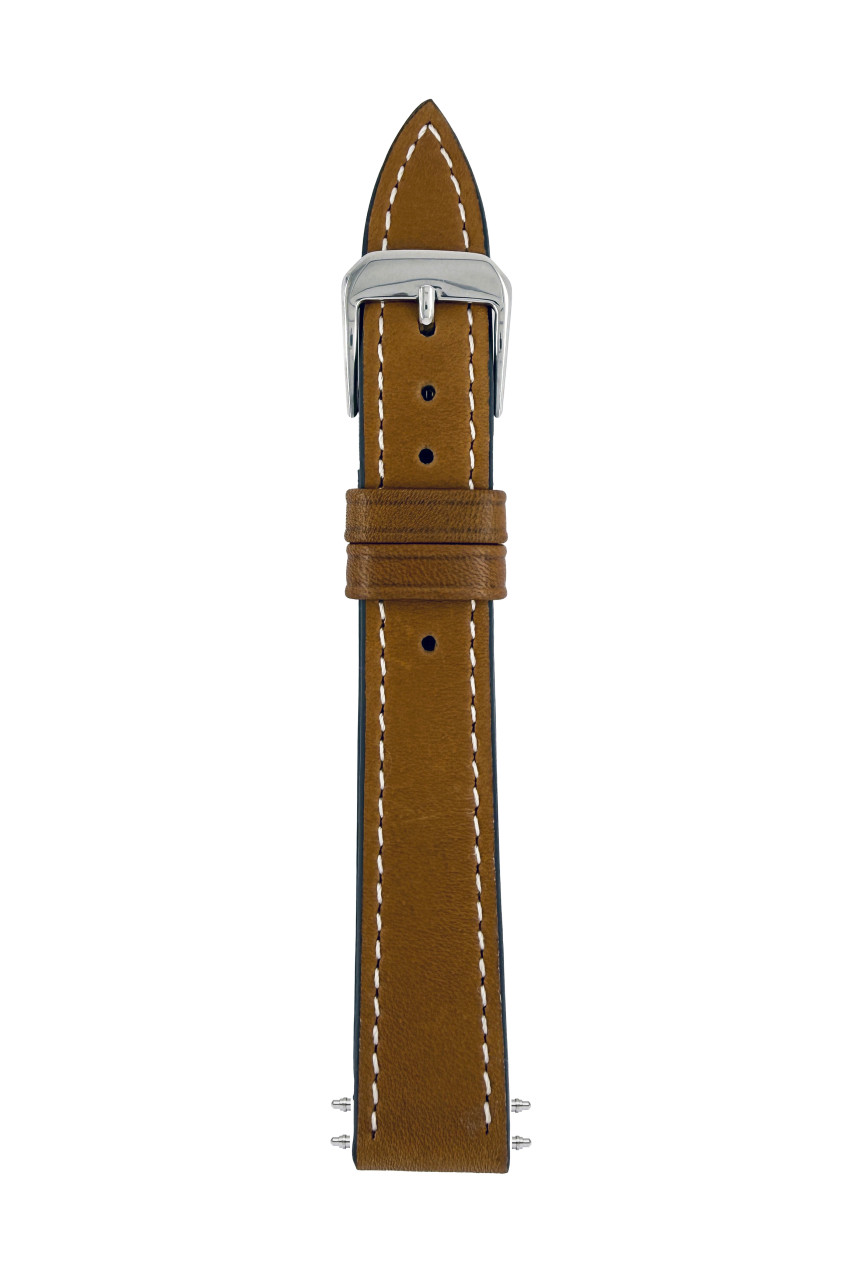 LB Ri Hermes mittelbraun/cognac 16/14mm Edelstahlschließe helle Naht, Edelstahlschließe