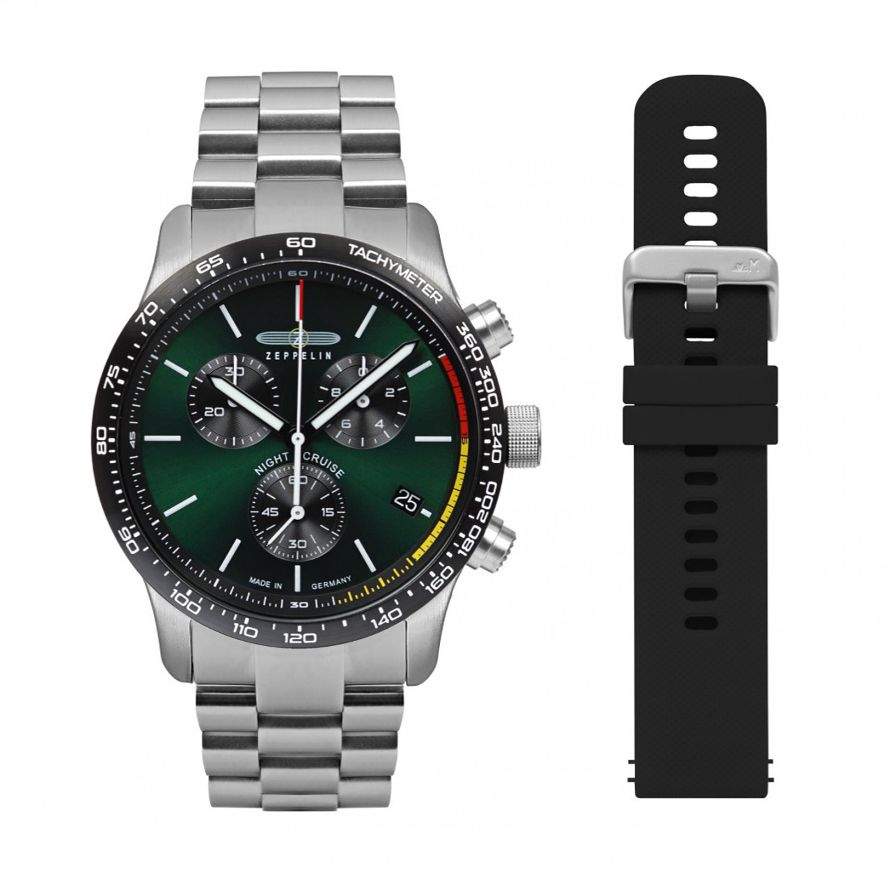 HAU, Zeppelin Night Cruise Chronograph MB Set Si ETA G10.212 4 Jew., Steelcase waterresistant 10atm