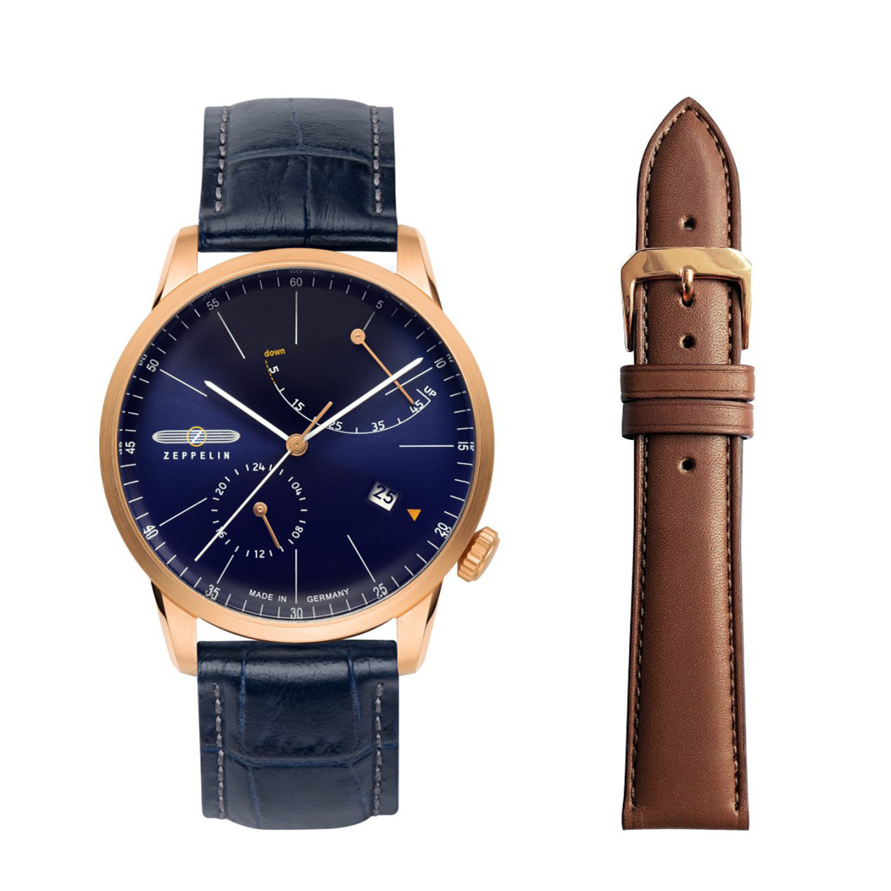 HAU, Zeppelin FlatLine Autom. Cal. 9132 26 Jewels, steel case PVD RG, wr 5atm