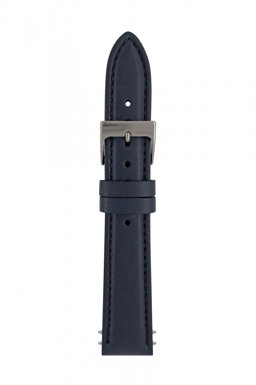 LB GM Bio veg Leder dark blue 18/16mm Naht TIT Bio veg Leder, Naht Ton in Ton, elegante Stahl-Schließe