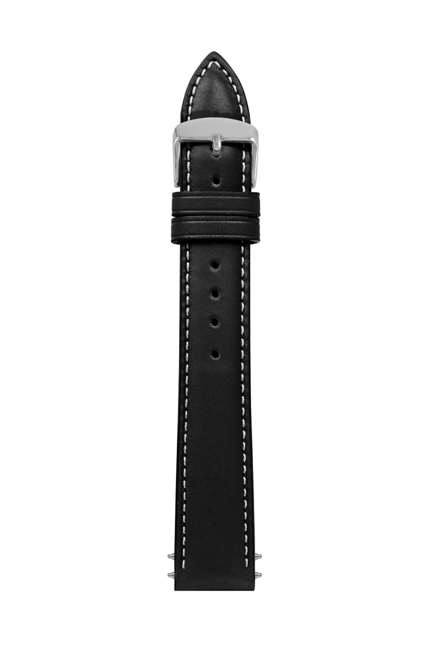 LB GM Elbamatt nero, white stitching , 20/16mm Elbamatt nero, stitching white, Sport buckle
