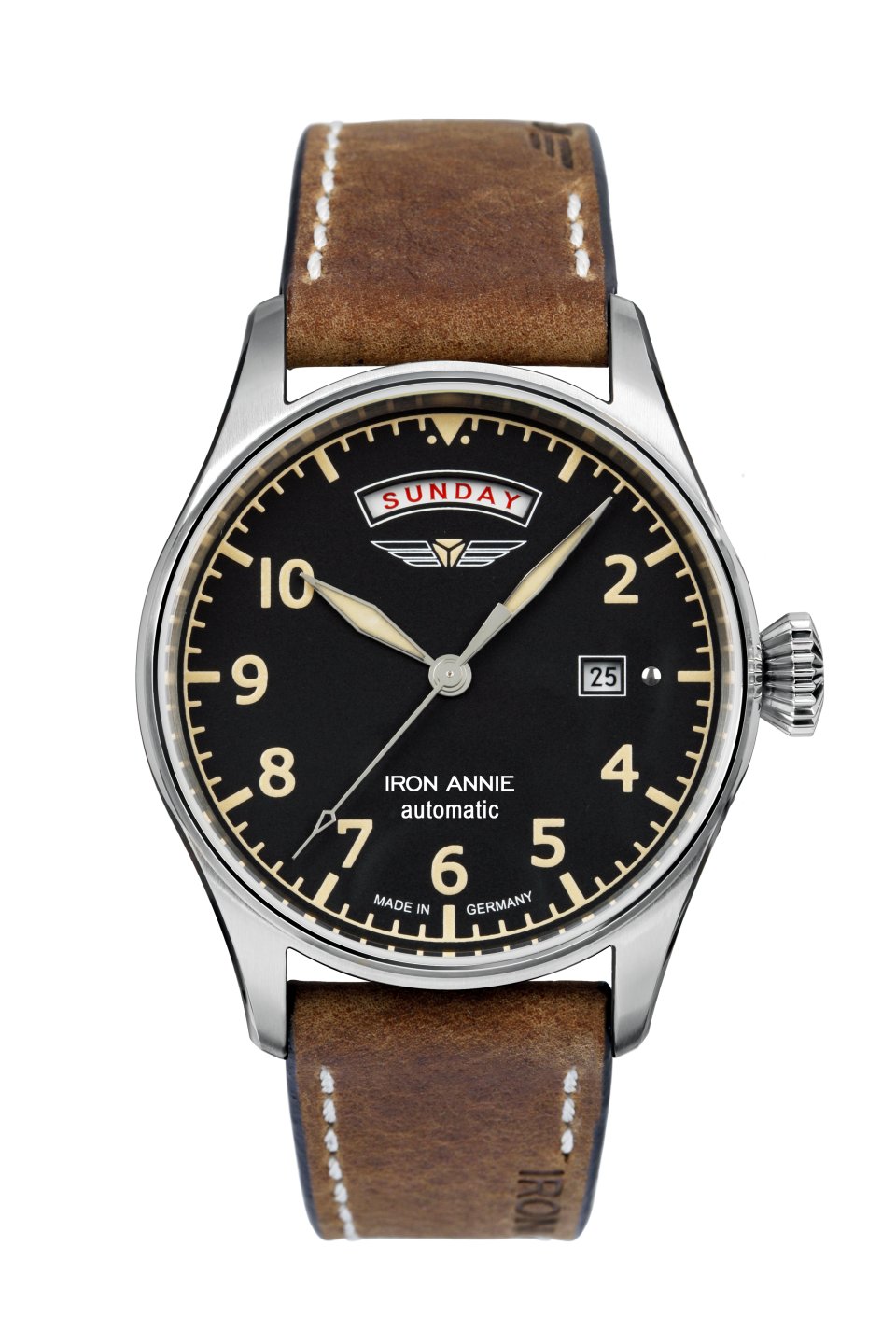 HAU, CT-Iron Annie Automatic 5atm Germany | 8285 | wr Flight Control ANNIE 8285 Made IRON Uhren in Edelstahl | Herren 21 Jewels, Cal. 
