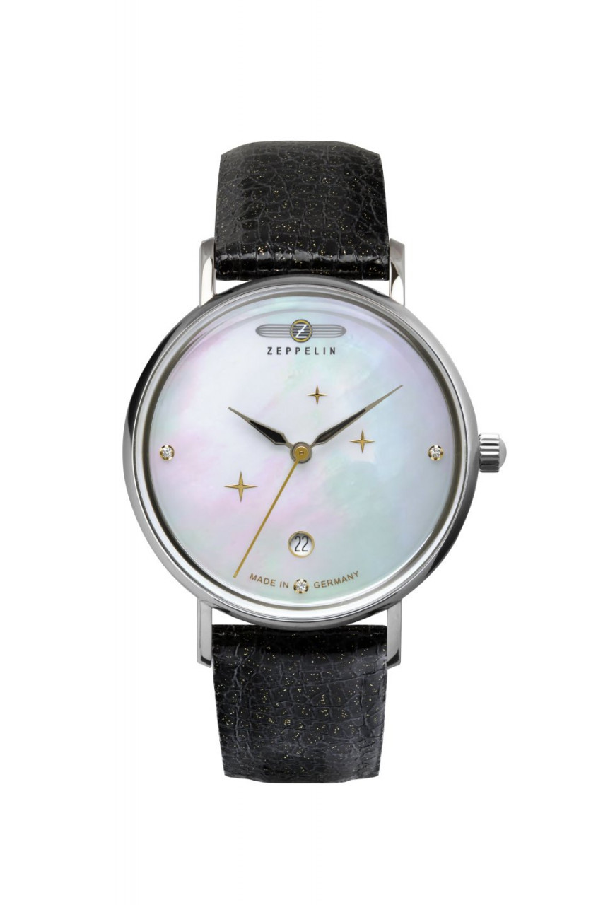 DAU, Zeppelin Perlmutt 3Zeiger+Datum Ronda 505, Steelcase 36mm, waterresistant 5atm