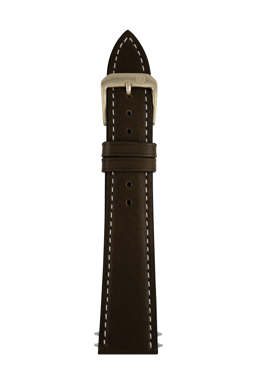 LB Ri Hermes mocca 20/16mm Champagnergoldschließe Naht cremeweiß, Champagnergoldschließe