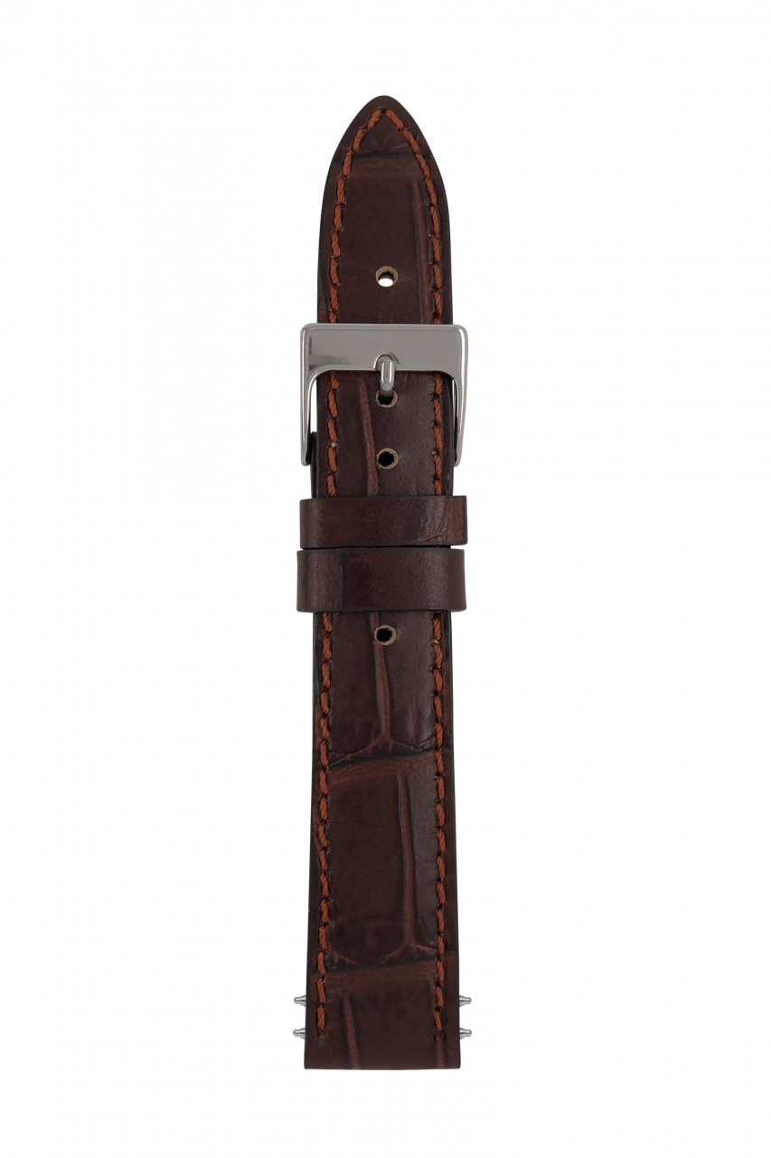 LB GM St. Alligatore new, castagna orange stitching, f. 8077-5 Krokostruktur castagna orange Naht, elegante Schließe