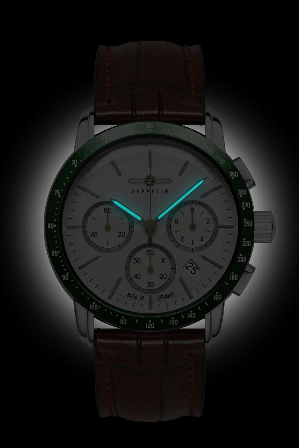 ZEPPELIN クォーツ HAU, Zeppelin New York Chronopraph Cal. 6S20, silver/green