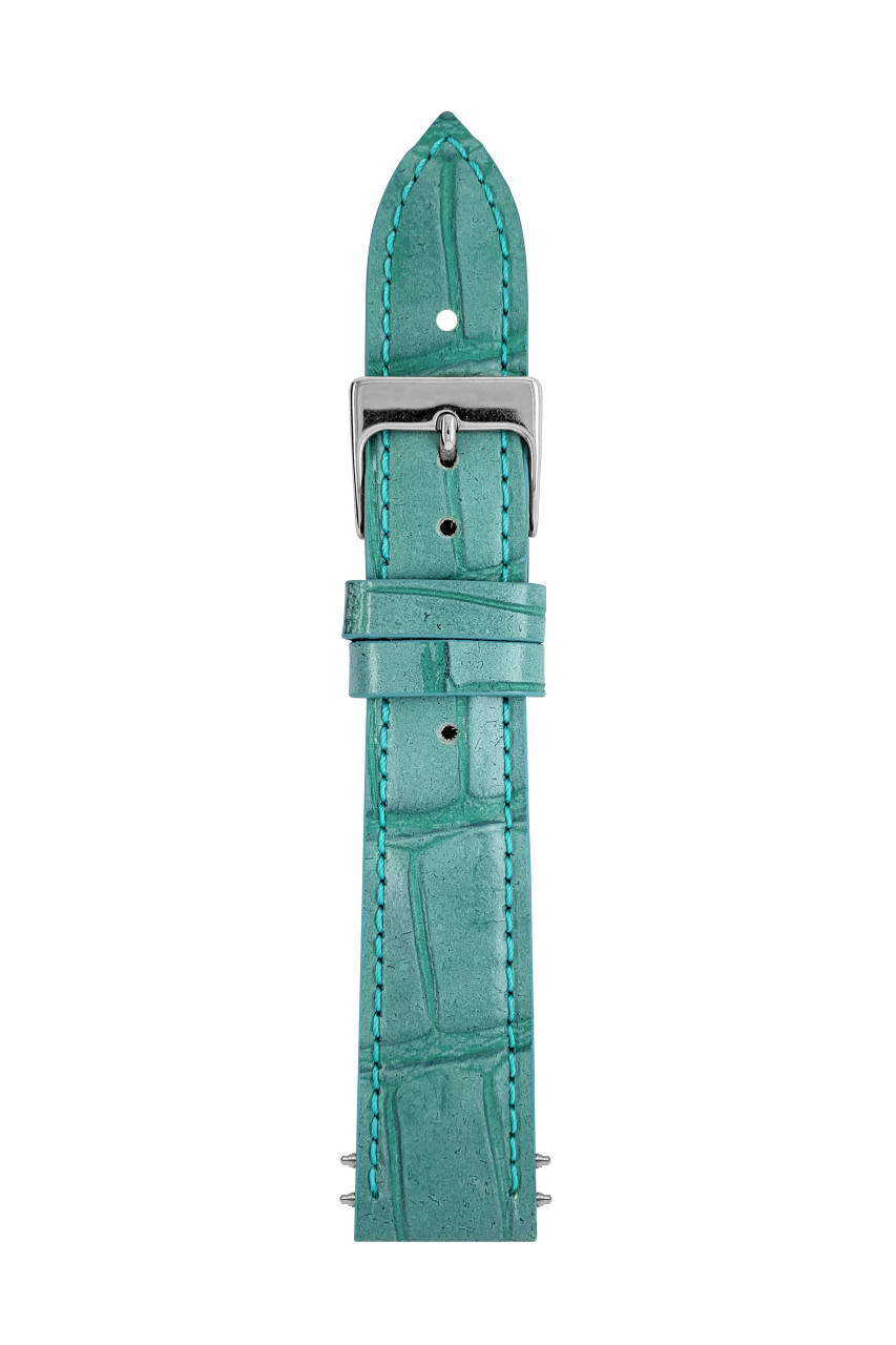 LB GM Krokostruktur türkis avio, stitching Tone in Tone, 18/16mm Krokostruktur türkis, stitching tone in tone, elegant buckle