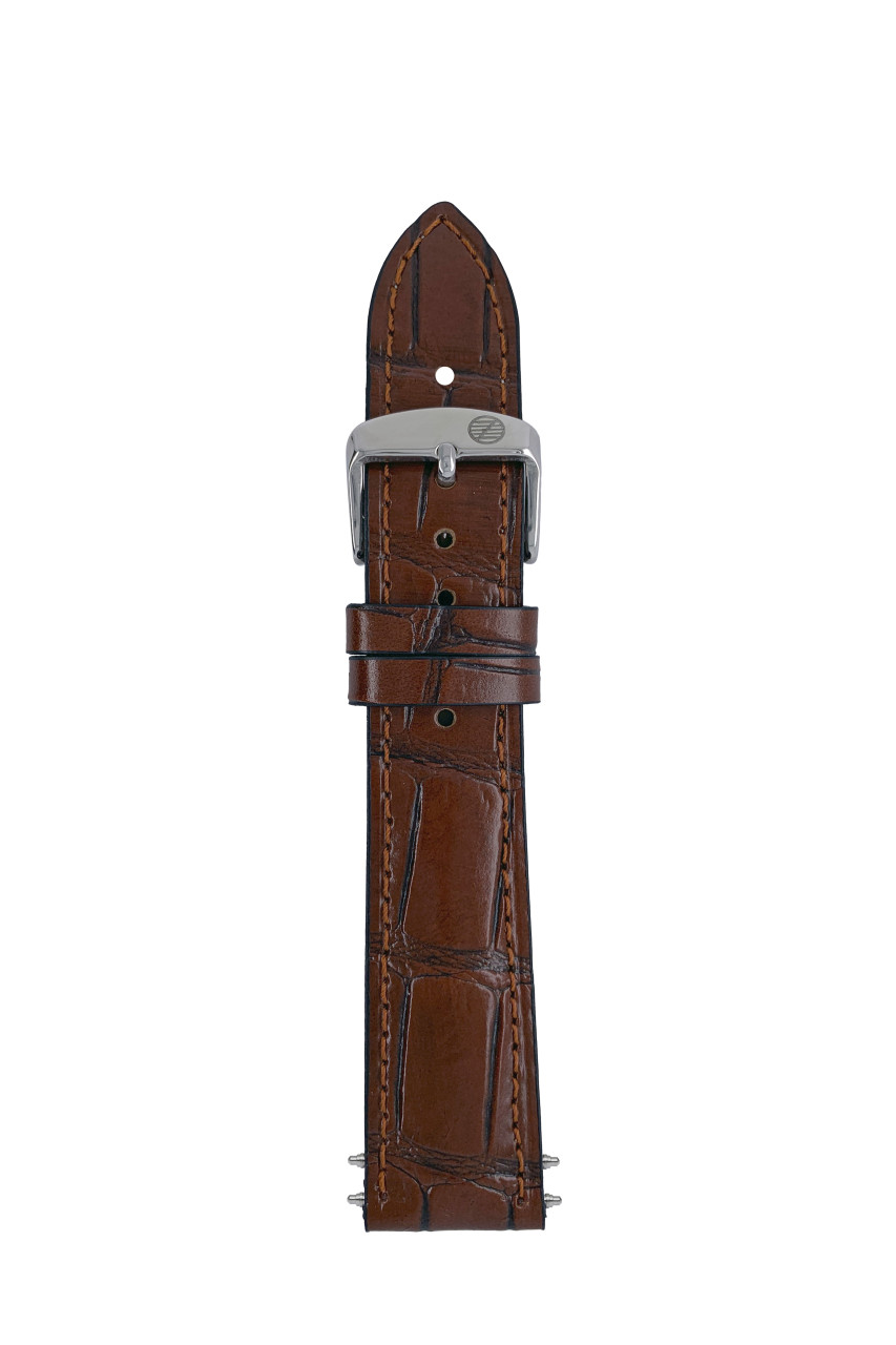 LB GM Krokostruktur cognac-woody, stitching tone in tone, 20/18mm Krokostruktur cognac-woody, stitching tone in tone, Sport buckle with ZE Logo